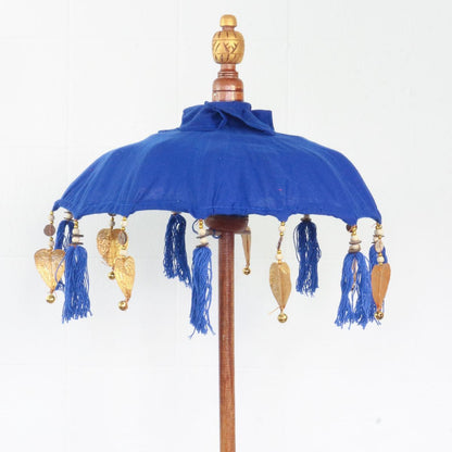 Kleiner Tischschirm aus Bali Garten Schirm Dekoration Party  Partyschirm Handarbeit Orient Dekoschirm ca. 40 cm Blau Gold