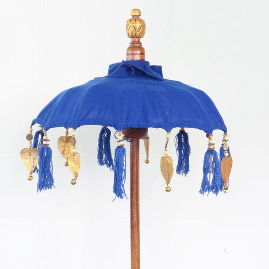 Kleiner Tischschirm aus Bali Garten Schirm Dekoration Party  Partyschirm Handarbeit Orient Dekoschirm ca. 40 cm Blau Gold