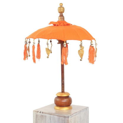 Kleiner Tischschirm aus Bali Garten Schirm Dekoration Party  Partyschirm Handarbeit Orient Dekoschirm ca. 40 cm Orange Gold