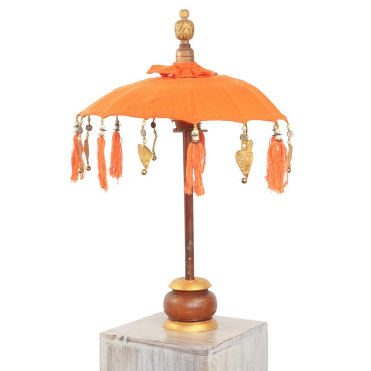 Kleiner Tischschirm aus Bali Garten Schirm Dekoration Party  Partyschirm Handarbeit Orient Dekoschirm ca. 40 cm Orange Gold