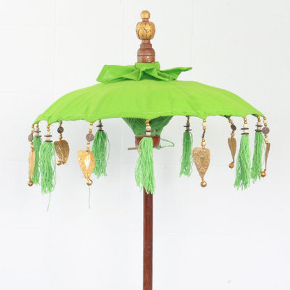 Kleiner Tischschirm aus Bali Garten Schirm Dekoration Party  Partyschirm Handarbeit Orient Dekoschirm ca. 40 cm Grün Gold