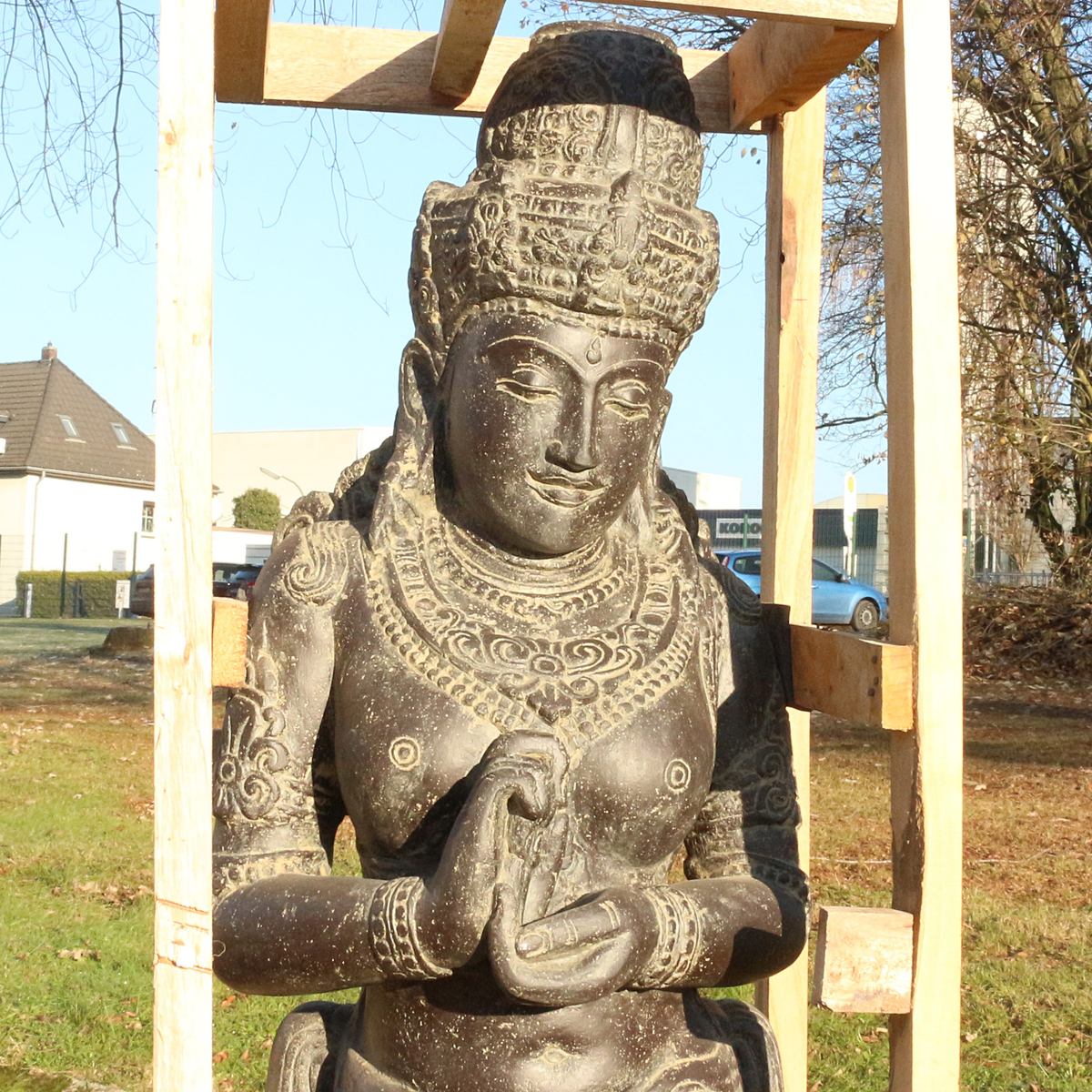 Devi Göttin Hinduismus Figur Skulptur Stein Lavasand Bali Gott Steinfigur Gartenfigur 150cm