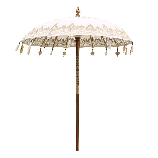 Bali Sonnenschirm Balinesischer Schirm Garten Baumwolle Handarbeit ideal für Balkon Dekoschirm 2-teilig ca. 130 Ø cm Variante