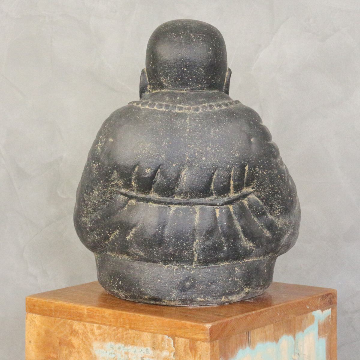 Buddha Mönch Steinfigur Stein Lavasand Bali Garten Deko Frostfest Gartenfigur 30 cm