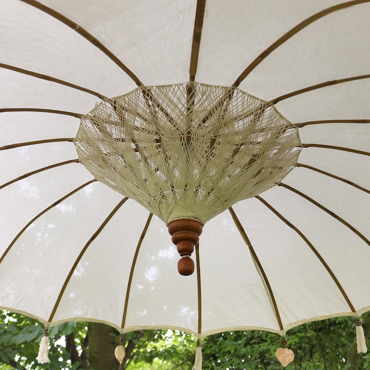 Bali Sonnenschirm Hängend Balinesischer Schirm Garten Baumwolle Baldachin zum aufhängen ca. 180 Ø cm Variante