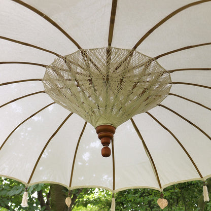 Bali Sonnenschirm Hängend Balinesischer Schirm Garten Baumwolle Baldachin zum aufhängen ca. 180 Ø cm Variante