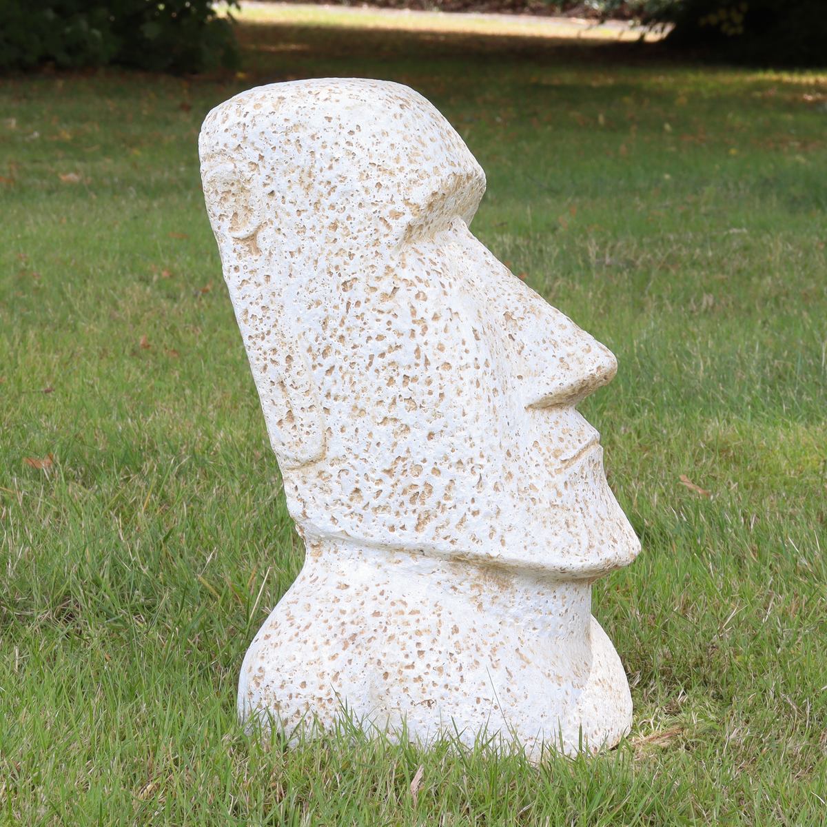 Osterinsel Moai Kopf Stein Steinfigur Gartenfigur Lavastein Figur Statue Weiß 40 cm