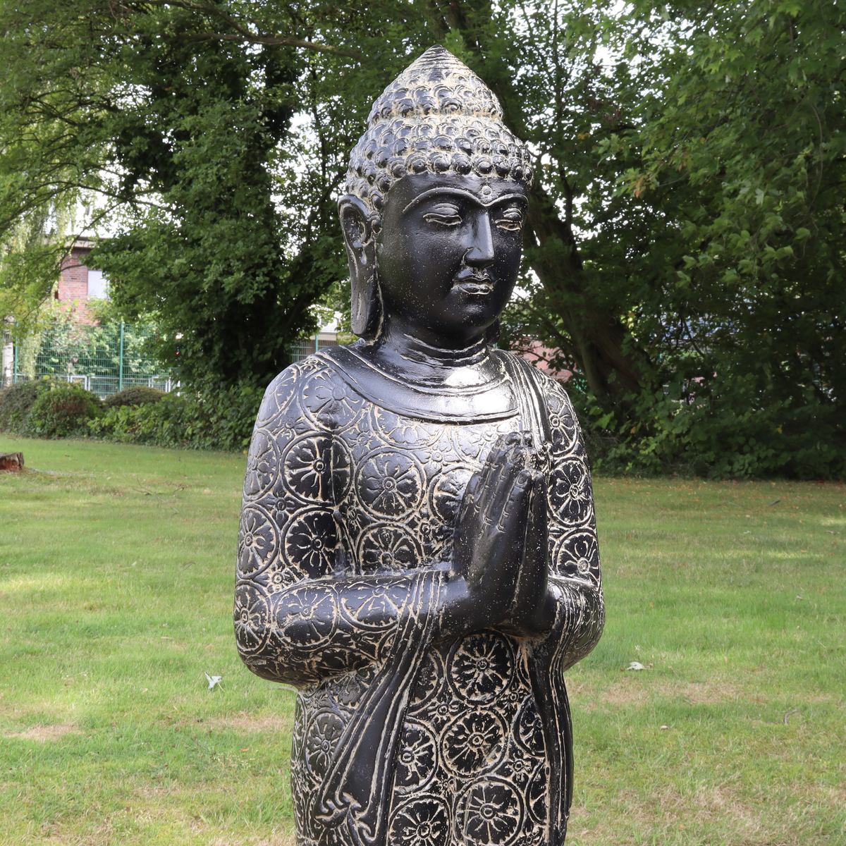 Buddha Statue stehend Figur Skulptur Asien Indonesien Deko GRC Beton Gartenfigur mit Muster 180 cm