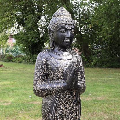 Buddha Statue stehend Figur Skulptur Asien Indonesien Deko GRC Beton Gartenfigur mit Muster 180 cm
