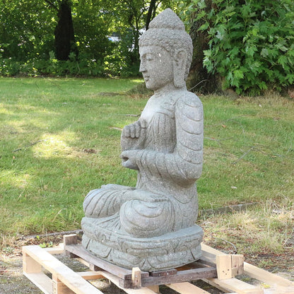 Buddha Steinfigur Deko aus Stein für den Garten frostsicher wetterfest groß Steinbuddha
