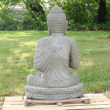 Buddha Steinfigur Deko aus Stein für den Garten frostsicher wetterfest groß Steinbuddha