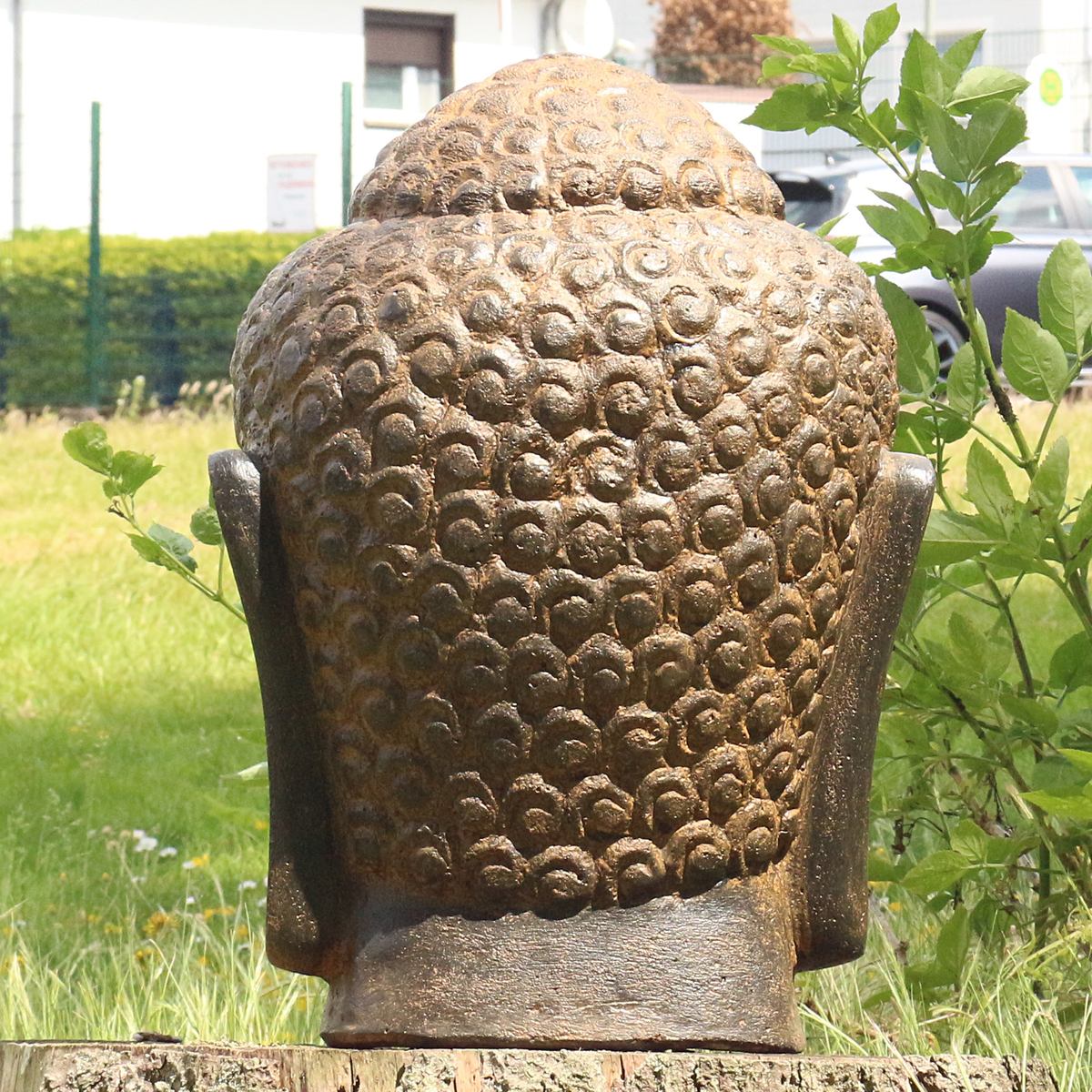 Buddha Kopf Head Figur Skulptur Bali Garten GRC Beton Gartenfigur Antik Finish 50 cm