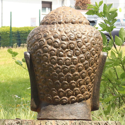 Buddha Kopf Head Figur Skulptur Bali Garten GRC Beton Gartenfigur Antik Finish 50 cm