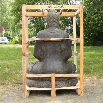 XXL Buddha Figur Gartenfigur aus Lavastein Sitzend 150 cm Meditation