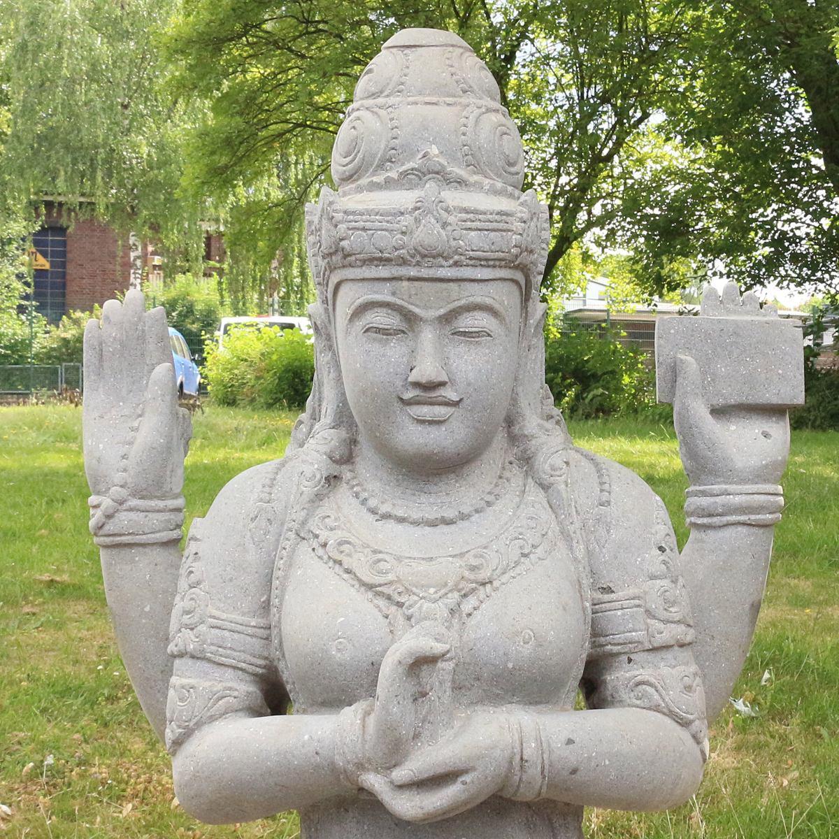 Lakshmi Figur sitzend Steinfigur Flussstein Massiv 102 cm