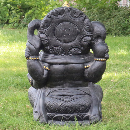 Ganesha Figur Hinduismus Buddhismus Gott Götterbote Ganapati Geschenk Beton Antik Finish mit Goldverzierung 80 cm