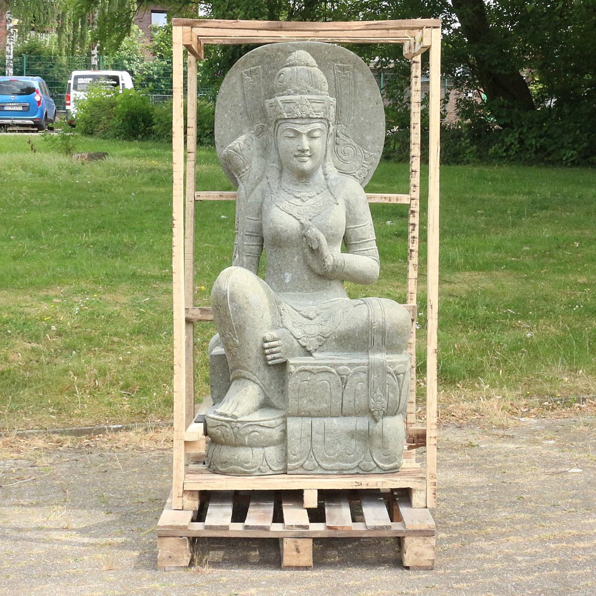 Shiva Stein Figur Statue Gartenfigur Steinfigur Dekofigur Gartendeko sitzend Massiv aus Greenstone 152 cm