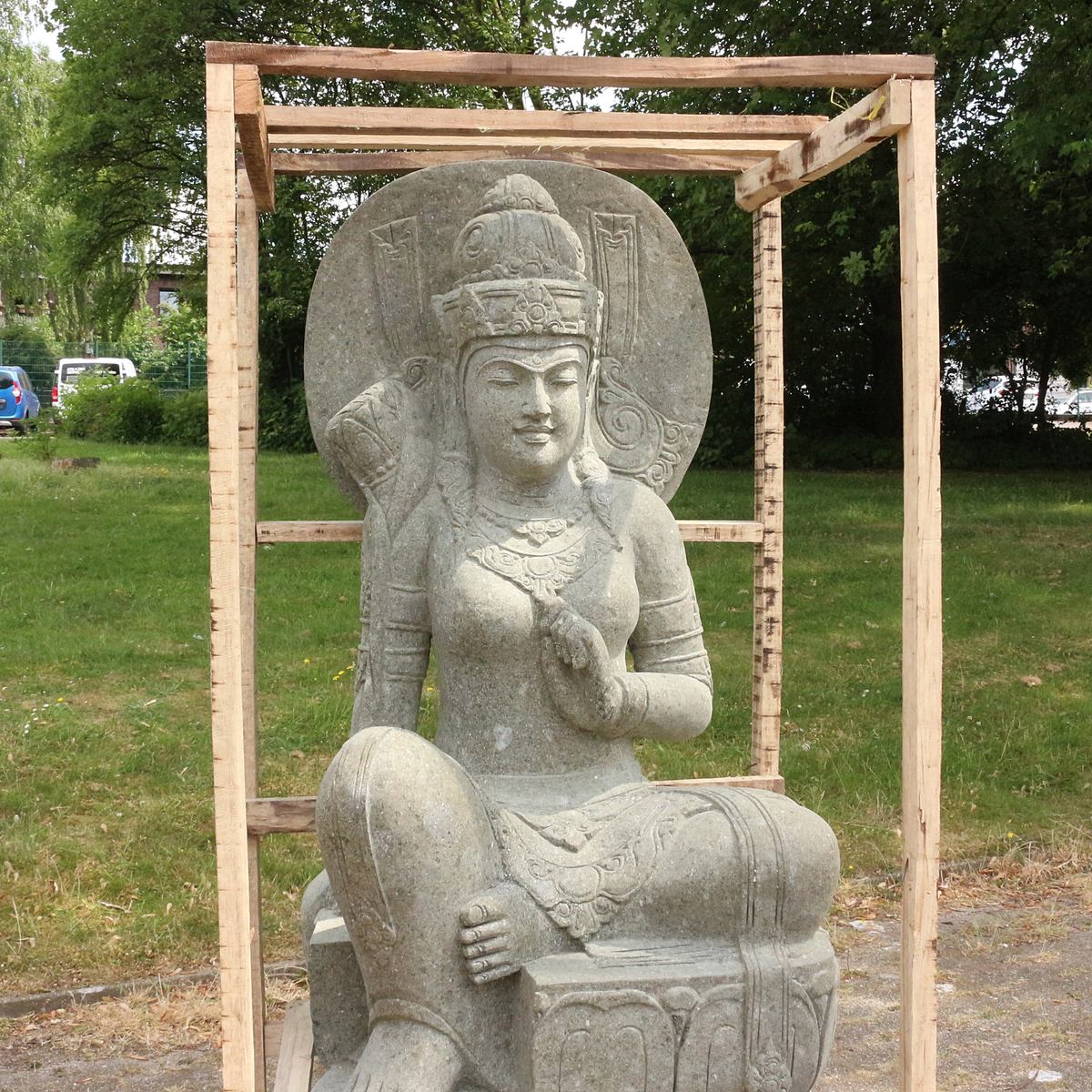 Shiva Stein Figur Statue Gartenfigur Steinfigur Dekofigur Gartendeko sitzend Massiv aus Greenstone 152 cm