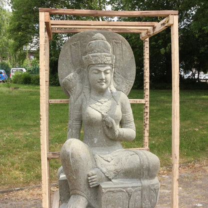 Shiva Stein Figur Statue Gartenfigur Steinfigur Dekofigur Gartendeko sitzend Massiv aus Greenstone 152 cm