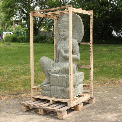 Shiva Stein Figur Statue Gartenfigur Steinfigur Dekofigur Gartendeko sitzend Massiv aus Greenstone 152 cm