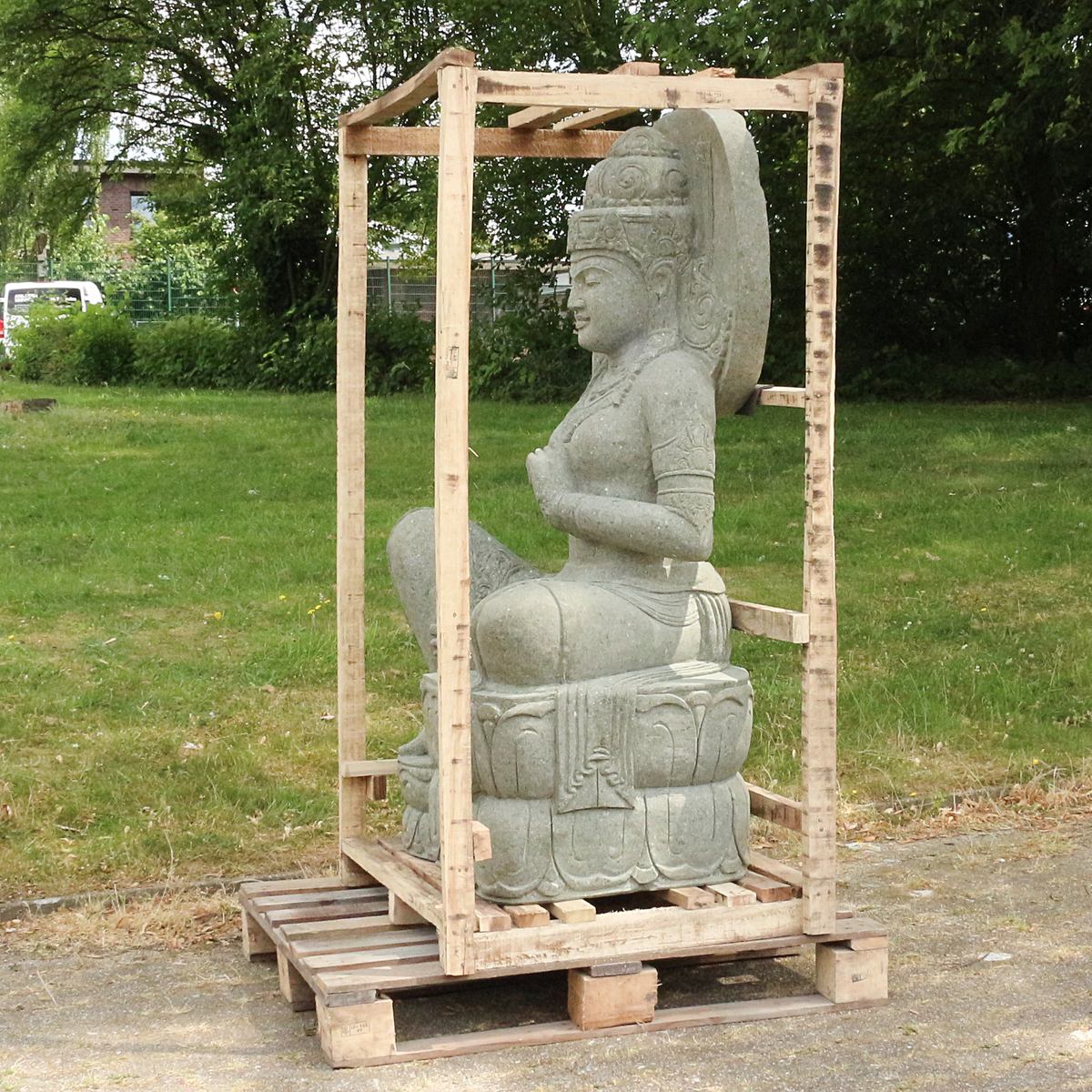 Shiva Stein Figur Statue Gartenfigur Steinfigur Dekofigur Gartendeko sitzend Massiv aus Greenstone 152 cm
