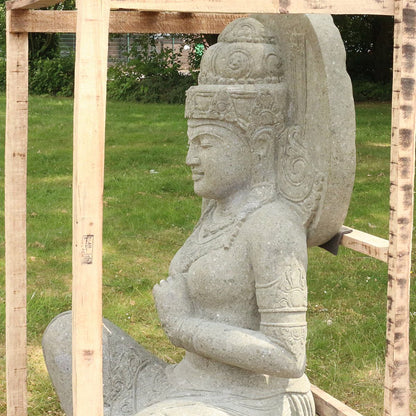 Shiva Stein Figur Statue Gartenfigur Steinfigur Dekofigur Gartendeko sitzend Massiv aus Greenstone 152 cm