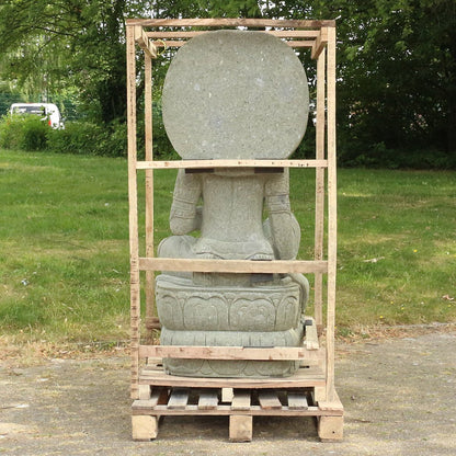 Shiva Stein Figur Statue Gartenfigur Steinfigur Dekofigur Gartendeko sitzend Massiv aus Greenstone 152 cm