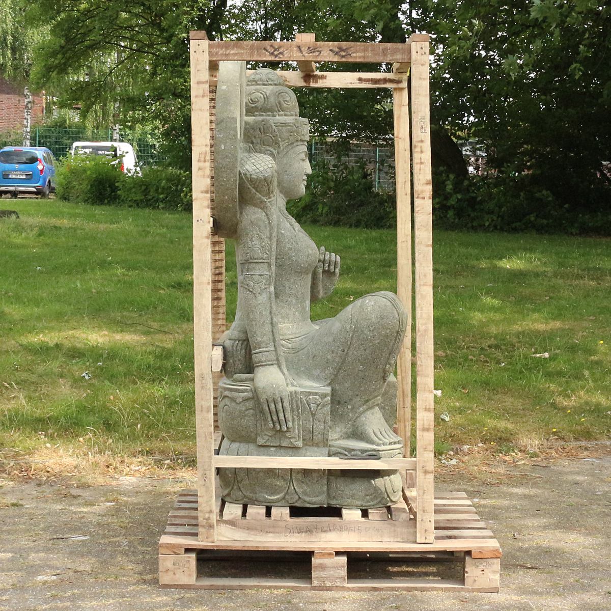 Shiva Stein Figur Statue Gartenfigur Steinfigur Dekofigur Gartendeko sitzend Massiv aus Greenstone 152 cm