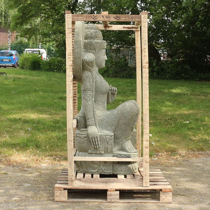 Shiva Stein Figur Statue Gartenfigur Steinfigur Dekofigur Gartendeko sitzend Massiv aus Greenstone 152 cm
