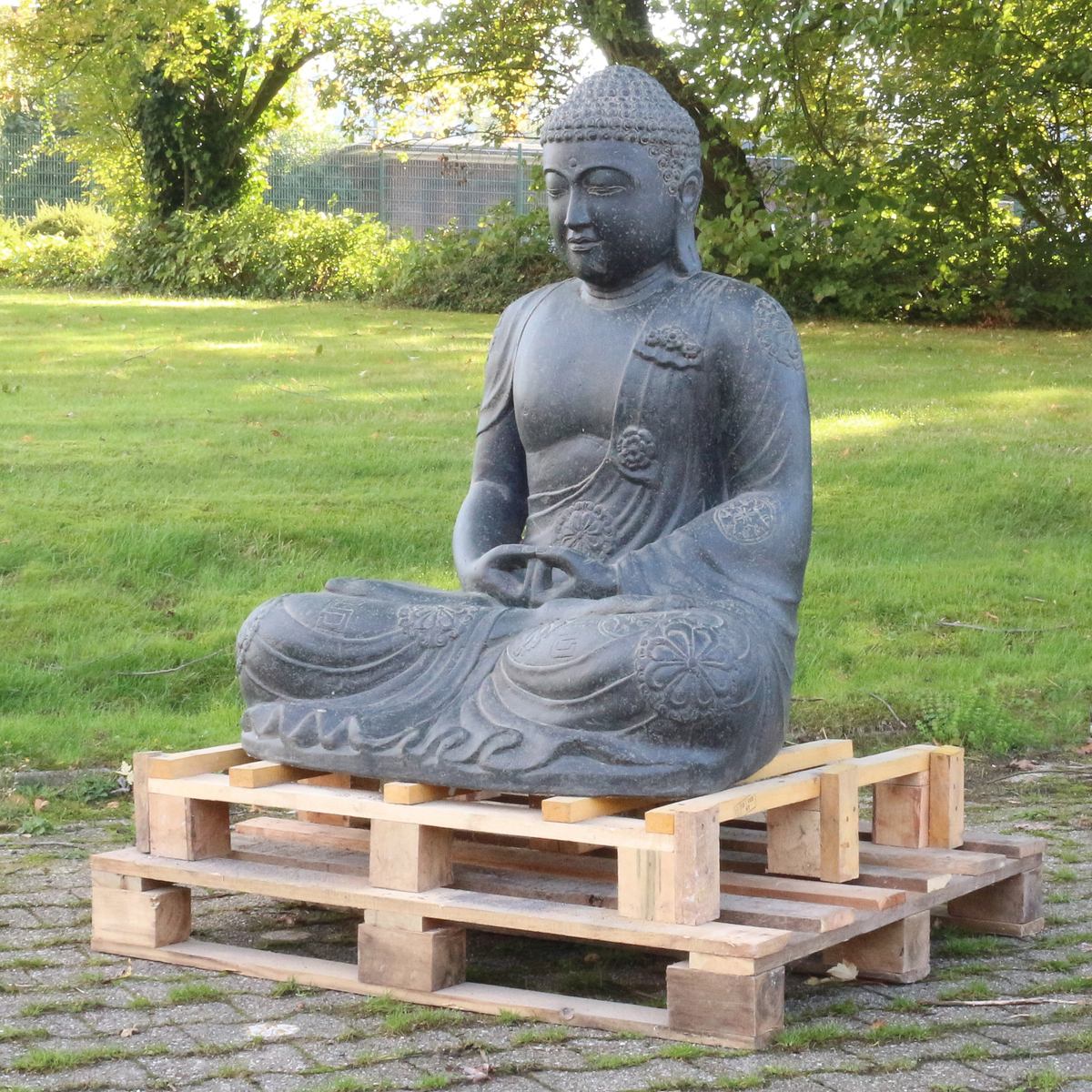 Buddha Steinfigur Gartenfigur Skulptur Steinbuddha Garten Deko 