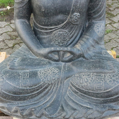 Buddha Steinfigur Gartenfigur Skulptur Steinbuddha Garten Deko 