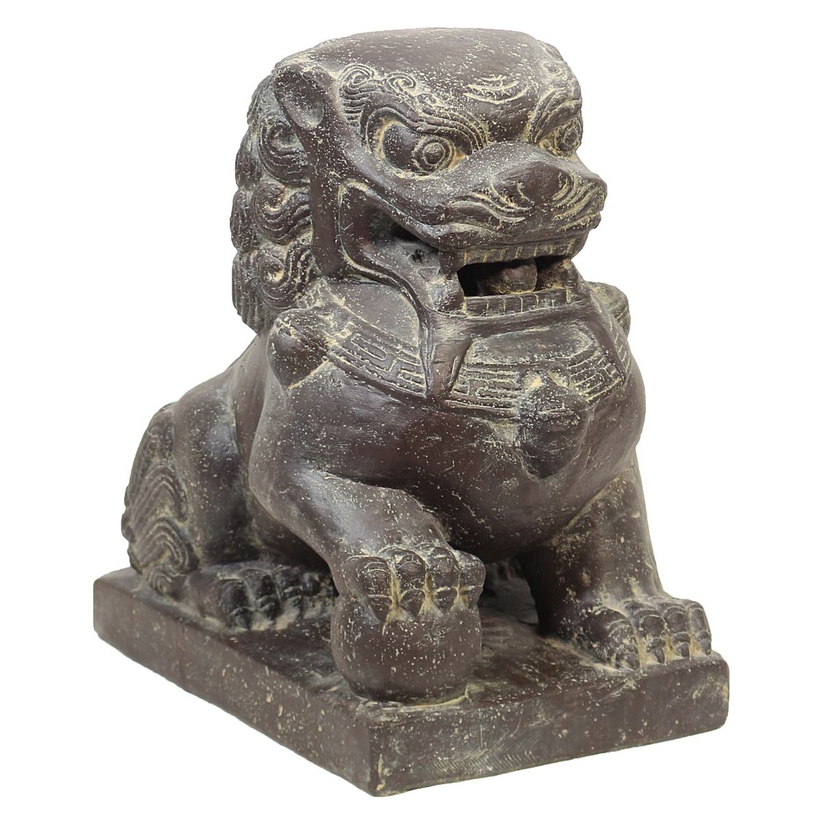 Einzelner Tempelwächter Löwe Shishi Fu Hunde Wächter Löwen Hund Skulptur Steinfigur Figur Links oder Rechts 40 cm