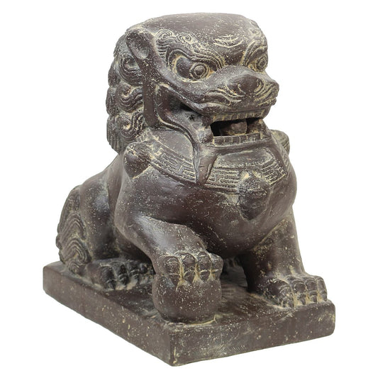 Einzelner Tempelwächter Löwe Shishi Fu Hunde Wächter Löwen Hund Skulptur Steinfigur Figur Links oder Rechts 40 cm