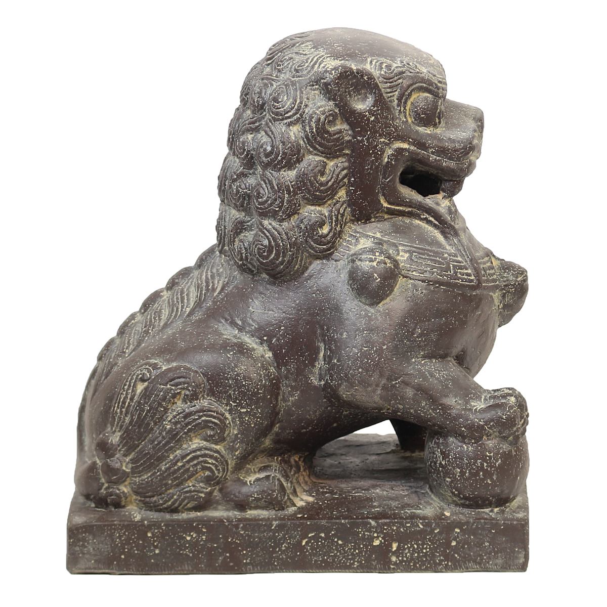 Einzelner Tempelwächter Löwe Shishi Fu Hunde Wächter Löwen Hund Skulptur Steinfigur Figur Links oder Rechts 40 cm