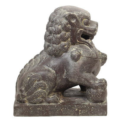 Einzelner Tempelwächter Löwe Shishi Fu Hunde Wächter Löwen Hund Skulptur Steinfigur Figur Links oder Rechts 40 cm