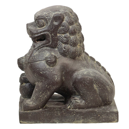 Einzelner Tempelwächter Löwe Shishi Fu Hunde Wächter Löwen Hund Skulptur Steinfigur Figur Links oder Rechts 40 cm