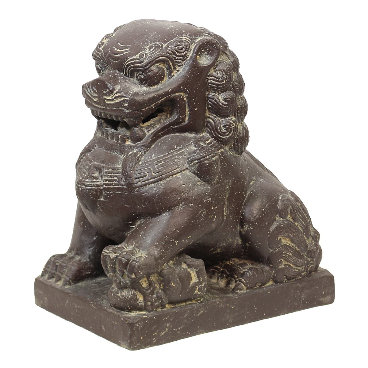 Einzelner Tempelwächter Löwe Shishi Fu Hunde Wächter Löwen Hund Skulptur Steinfigur Figur Links oder Rechts 40 cm