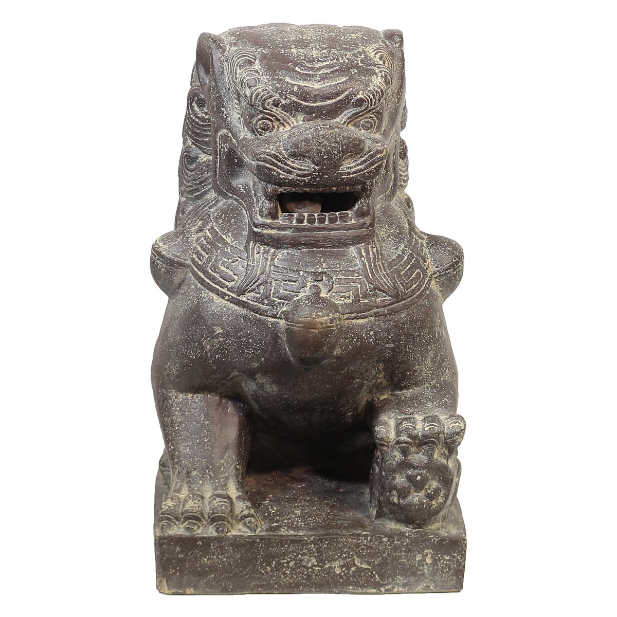 Einzelner Tempelwächter Löwe Shishi Fu Hunde Wächter Löwen Hund Skulptur Steinfigur Figur Links oder Rechts 60 cm