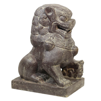 Einzelner Tempelwächter Löwe Shishi Fu Hunde Wächter Löwen Hund Skulptur Steinfigur Figur Links oder Rechts 60 cm