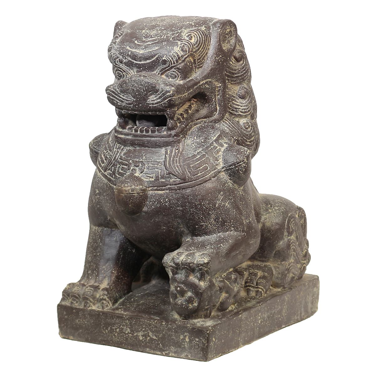 Einzelner Tempelwächter Löwe Shishi Fu Hunde Wächter Löwen Hund Skulptur Steinfigur Figur Links oder Rechts 60 cm