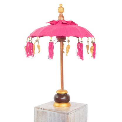 Kleiner Tischschirm aus Bali Garten Schirm Dekoration Party  Partyschirm Handarbeit Orient Dekoschirm ca. 40 cm Pink Gold