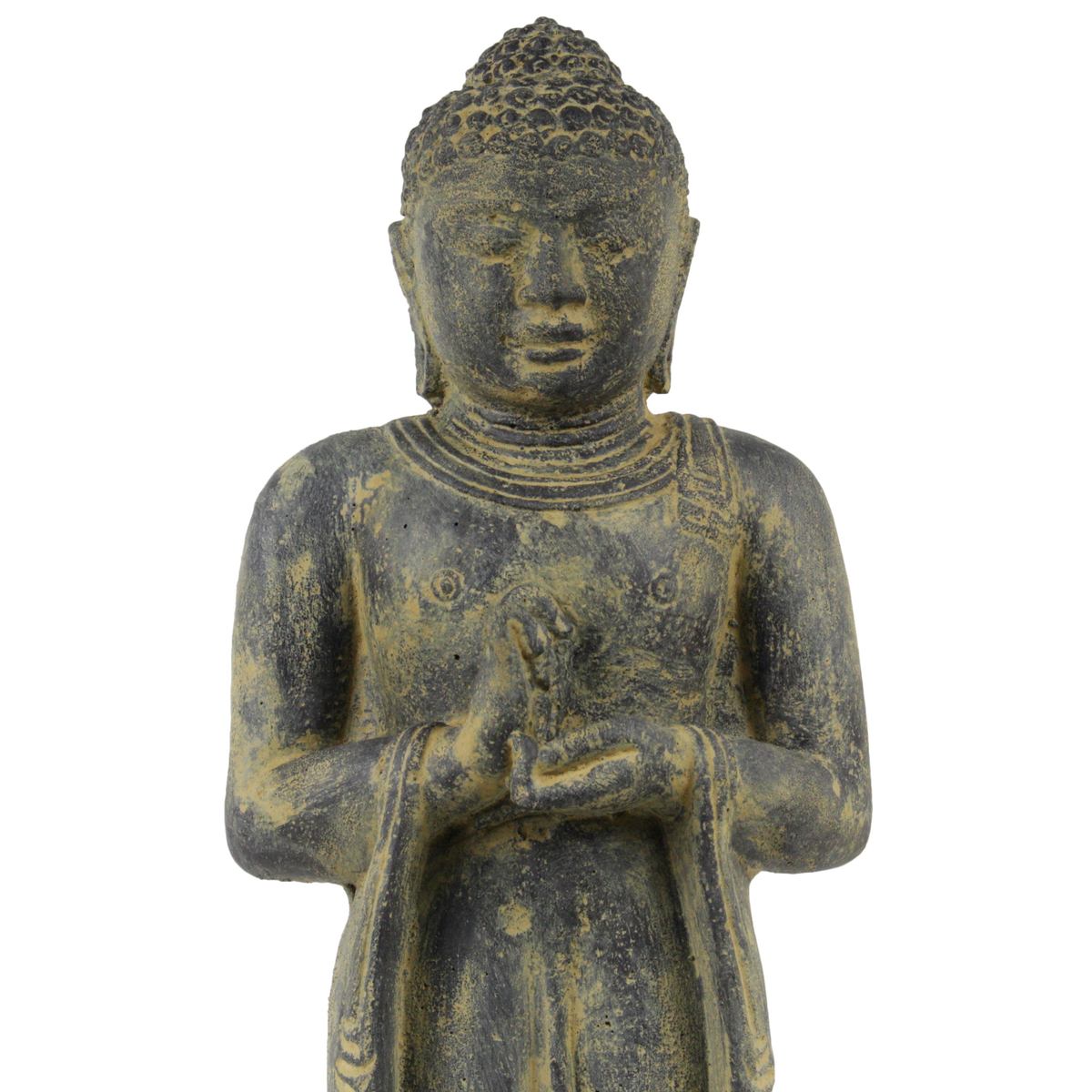 Buddha Figur Skulptur Stein Gartenfigur Lavasand Bali Buddha Gott Deko 50 cm