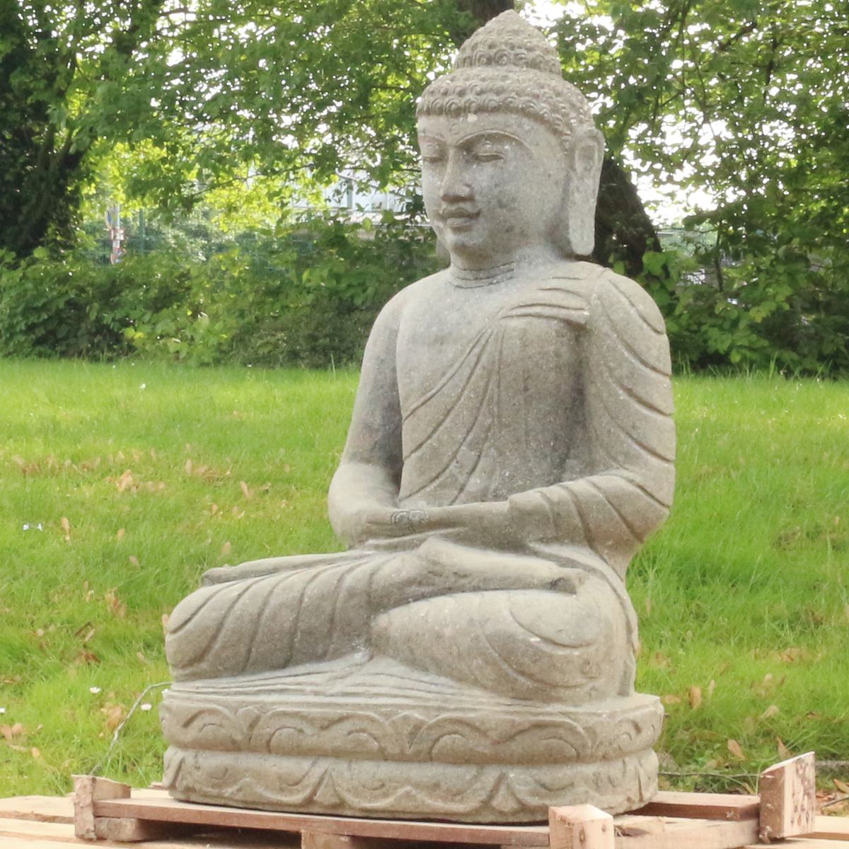 Gartenfigur Buddha aus Stein Massiv Wetterfest Deko Dekofigur