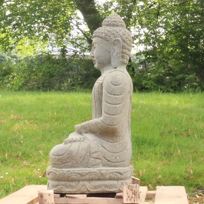 Gartenfigur Buddha aus Stein Massiv Wetterfest Deko Dekofigur