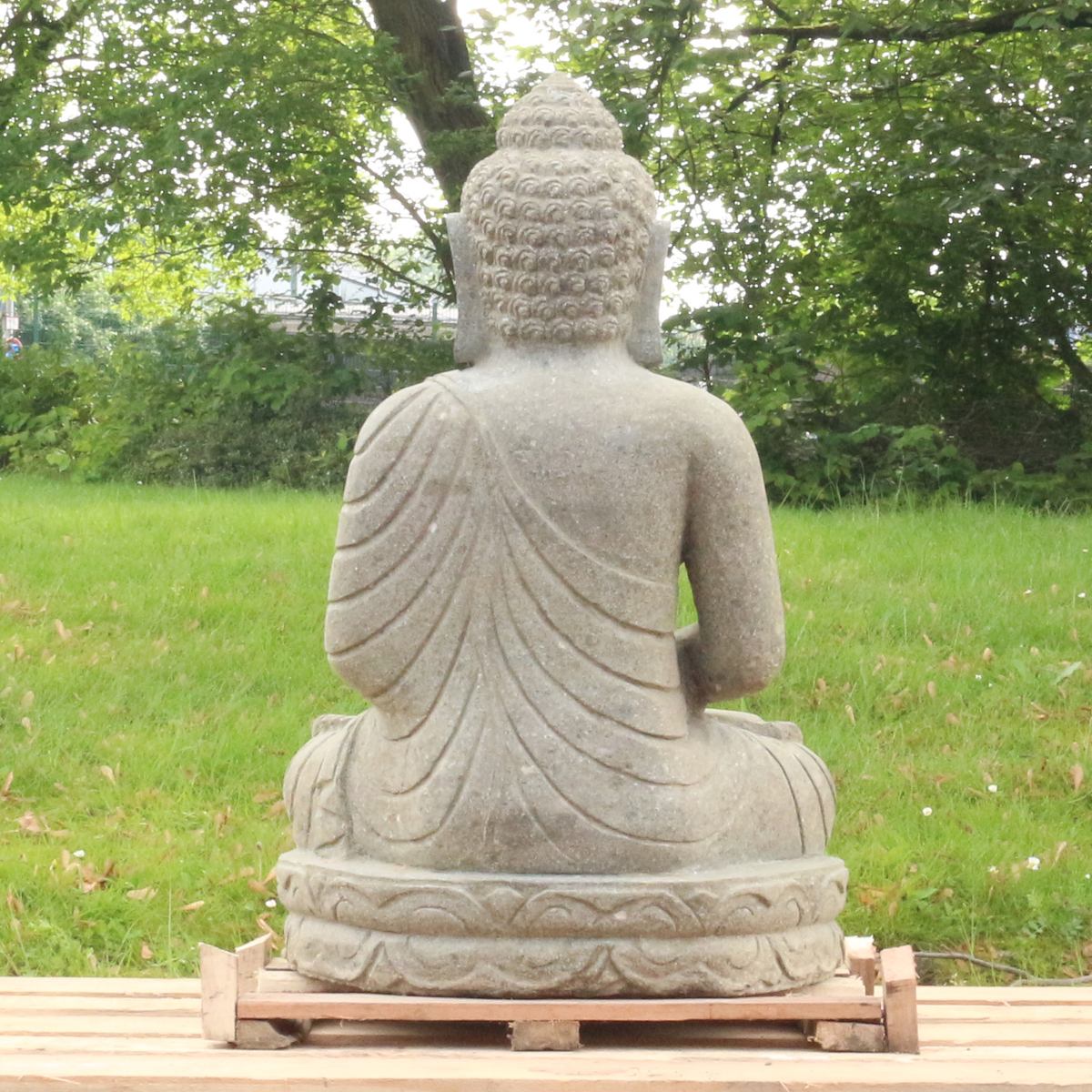 Gartenfigur Buddha aus Stein Massiv Wetterfest Deko Dekofigur