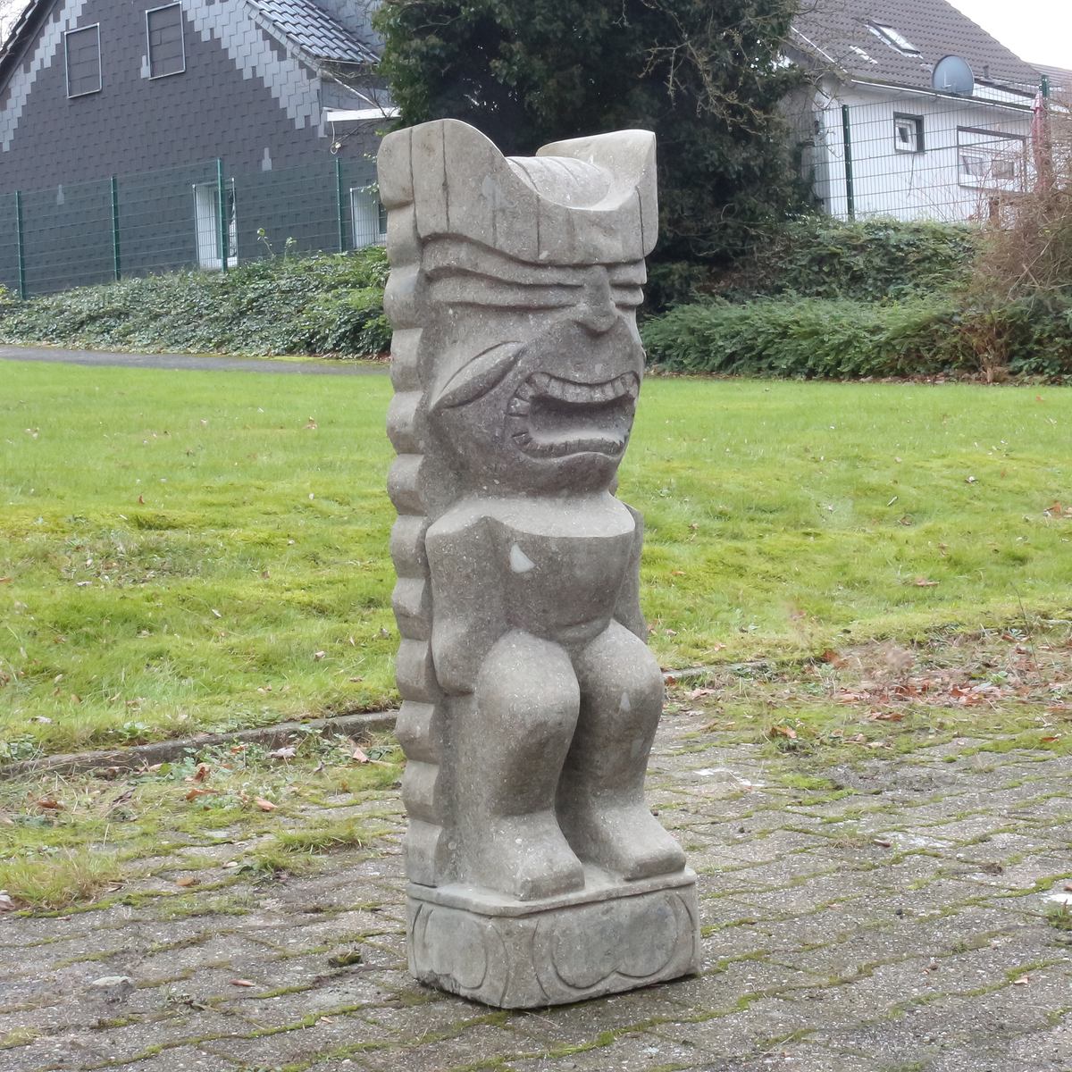 Tiki Moai Greenstone Steinfigur Dekofigur Garten Figur aus Stein 100cm
