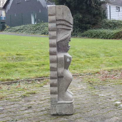 Tiki Moai Greenstone Steinfigur Dekofigur Garten Figur aus Stein 100cm