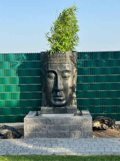 Buddha Brunnen Stein Relief Wand Wasserwand Gartenbrunnen Outdoor Garten Deko ohne Pumpe 150 cm