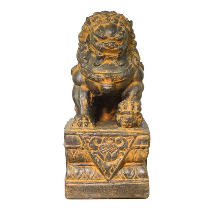 Einzelner Tempelwächter Löwe Shishi Fu Hunde Wächter Löwen Hund Skulptur Steinfigur Figur Links oder Rechts Antik GRC 45 cm