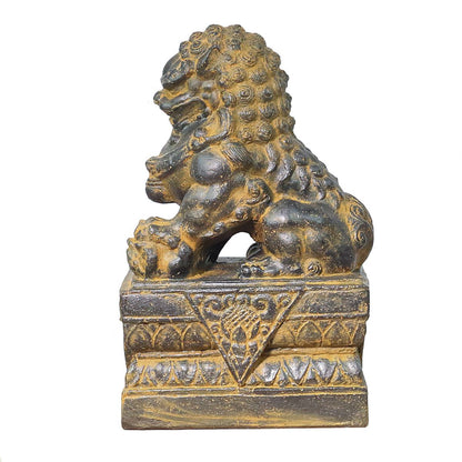 Einzelner Tempelwächter Löwe Shishi Fu Hunde Wächter Löwen Hund Skulptur Steinfigur Figur Links oder Rechts Antik GRC 45 cm